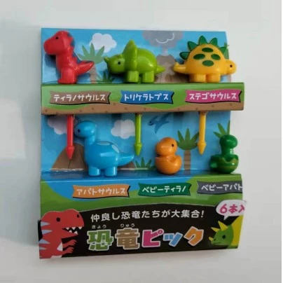 Conjunto 6 Palitos de Petiscos e Frutas para Crianças com Formato de Dinossauro Divertido